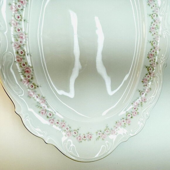 Vintage MITTERTEICH 15" Oval Serving Platter LADY BEATRICE Gilded Rims Germany - Picture 12 of 16